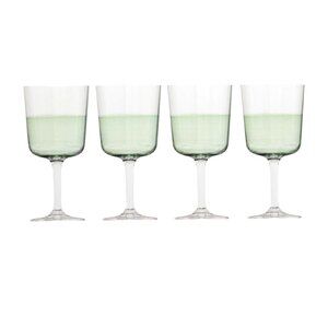 Royal Doulton 1815 Set Of 4 Green & Clear Wine Glasses 11.8 oz New in Box